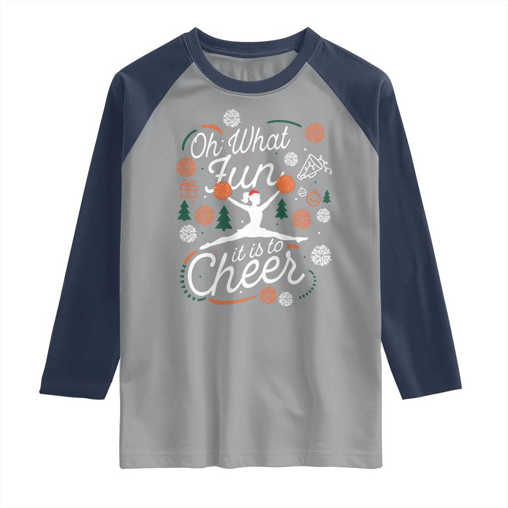 Oh What Fun It Is To Cheer Raglan Shirt Funny Christmas Cheerleading Gift TS12 Sport Gray Navy Print Your Wear