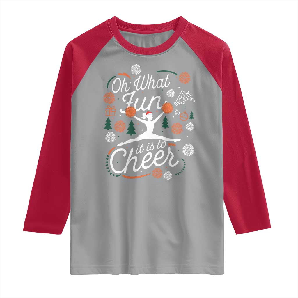 Oh What Fun It Is To Cheer Raglan Shirt Funny Christmas Cheerleading Gift TS12 Sport Gray Red Print Your Wear