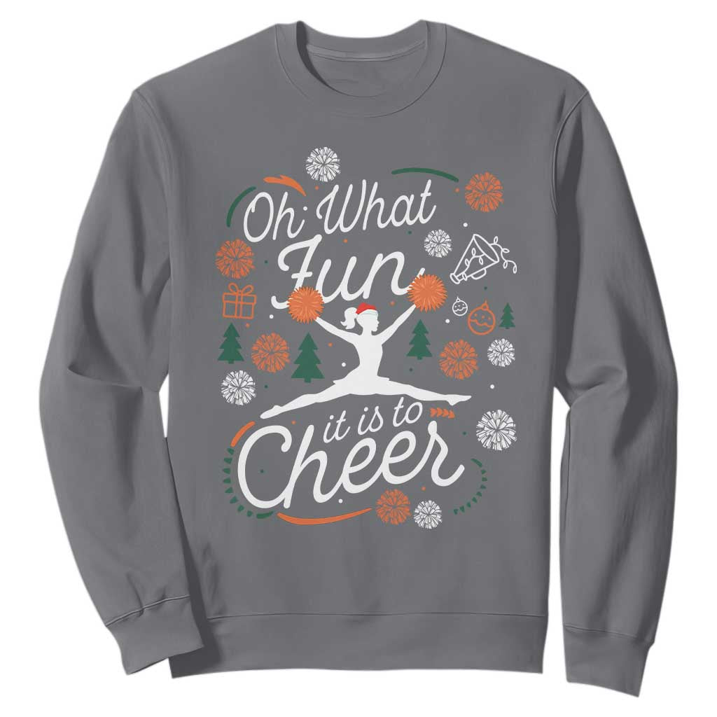 Oh What Fun It Is To Cheer Sweatshirt Funny Christmas Cheerleading Gift TS12 Charcoal Print Your Wear