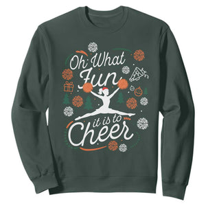 Oh What Fun It Is To Cheer Sweatshirt Funny Christmas Cheerleading Gift TS12 Dark Forest Green Print Your Wear