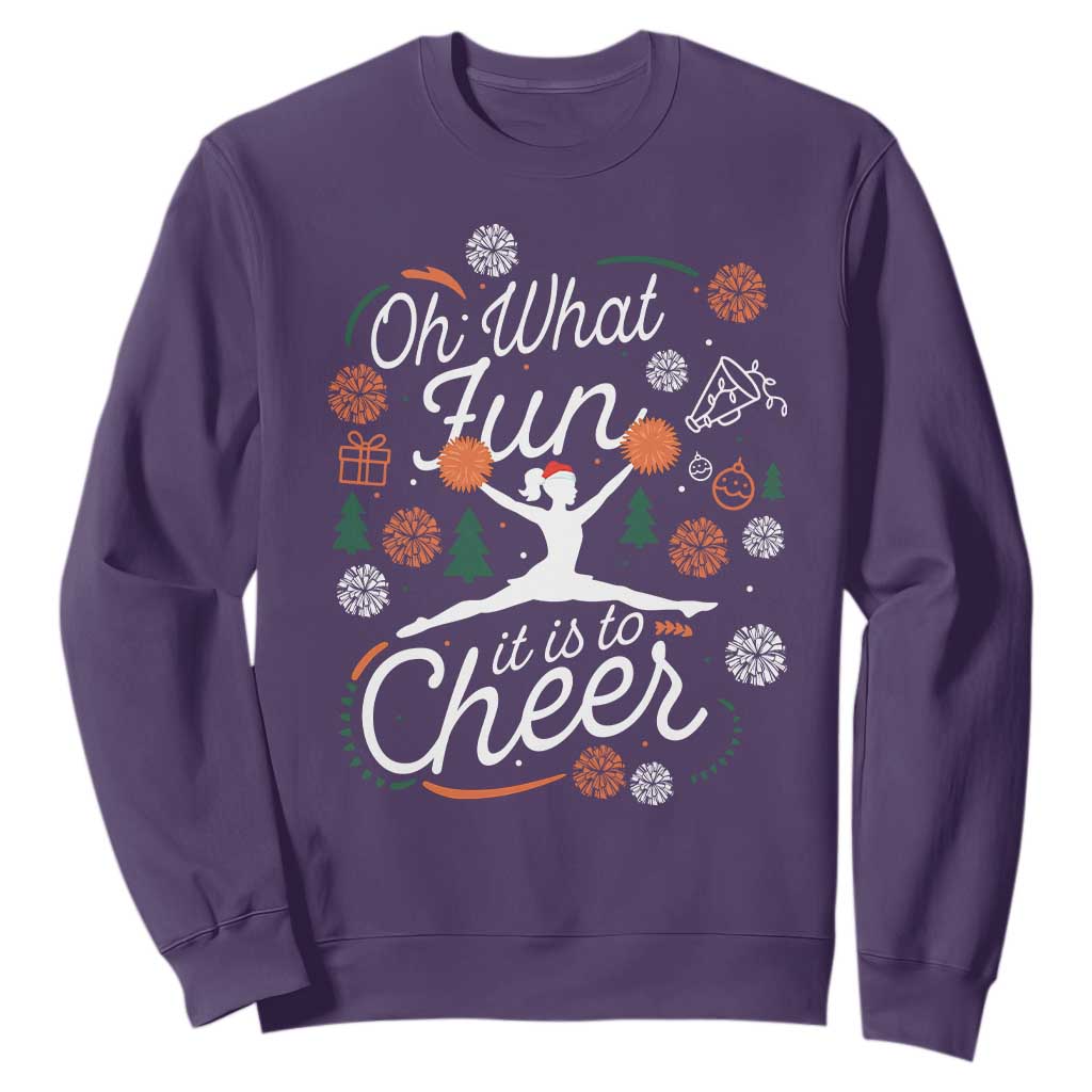 Oh What Fun It Is To Cheer Sweatshirt Funny Christmas Cheerleading Gift TS12 Purple Print Your Wear