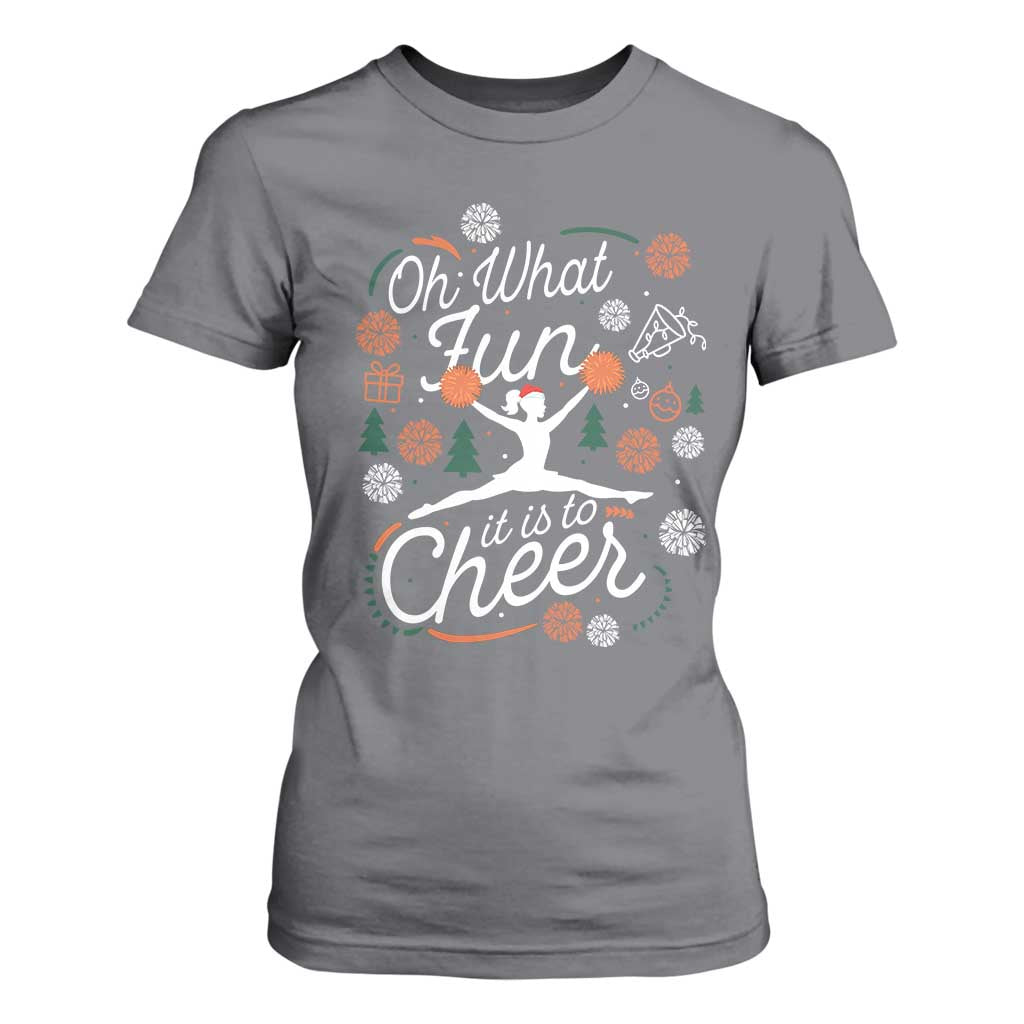 Oh What Fun It Is To Cheer T Shirt For Women Funny Christmas Cheerleading Gift TS12 Charcoal Print Your Wear