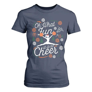 Oh What Fun It Is To Cheer T Shirt For Women Funny Christmas Cheerleading Gift TS12 Navy Print Your Wear