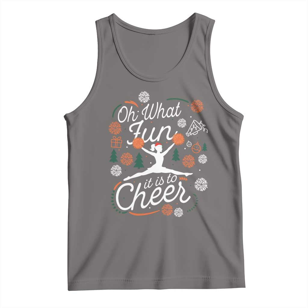 Oh What Fun It Is To Cheer Tank Top Funny Christmas Cheerleading Gift TS12 Deep Heather Print Your Wear