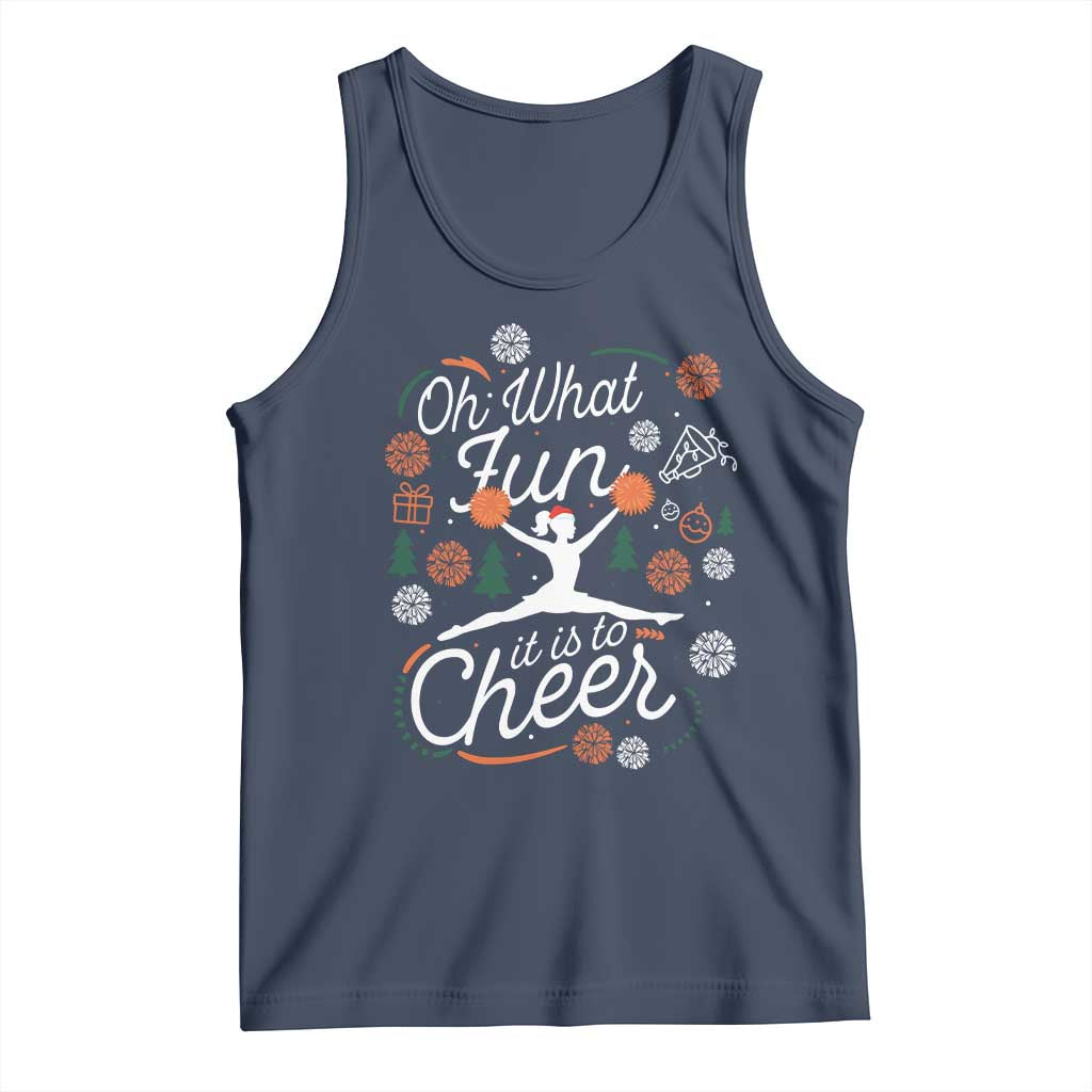 Oh What Fun It Is To Cheer Tank Top Funny Christmas Cheerleading Gift TS12 Navy Print Your Wear