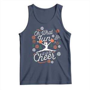 Oh What Fun It Is To Cheer Tank Top Funny Christmas Cheerleading Gift TS12 Navy Print Your Wear