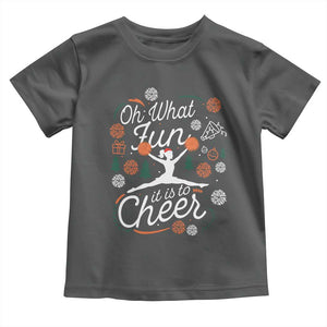 Oh What Fun It Is To Cheer Toddler T Shirt Funny Christmas Cheerleading Gift TS12 Dark Heather Print Your Wear