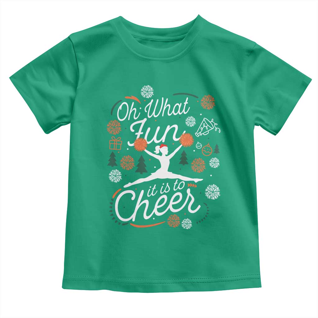 Oh What Fun It Is To Cheer Toddler T Shirt Funny Christmas Cheerleading Gift TS12 Irish Green Print Your Wear