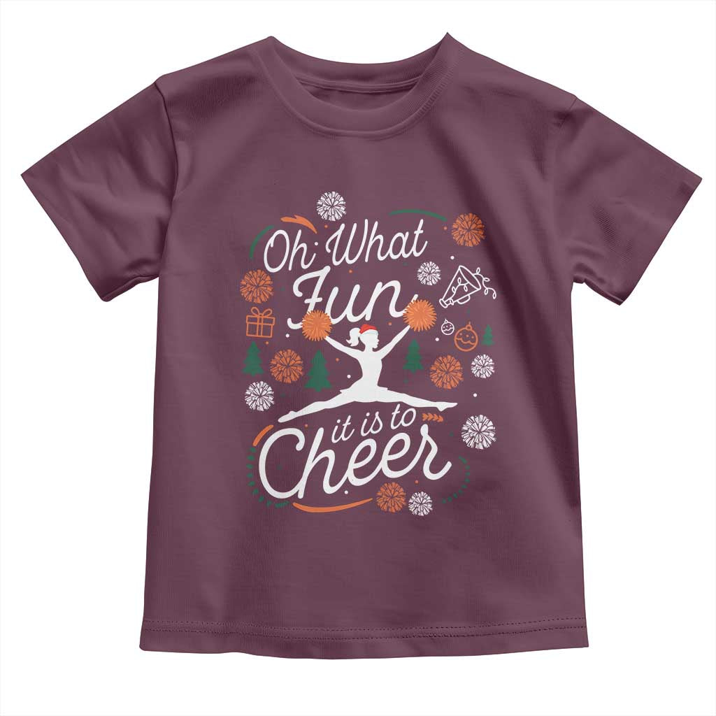 Oh What Fun It Is To Cheer Toddler T Shirt Funny Christmas Cheerleading Gift TS12 Maroon Print Your Wear