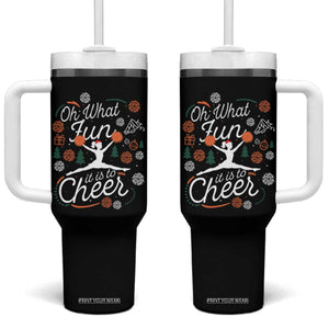 Oh What Fun It Is To Cheer Tumbler With Handle Funny Christmas Cheerleading Gift TS12 One Size: 40 oz Black Print Your Wear