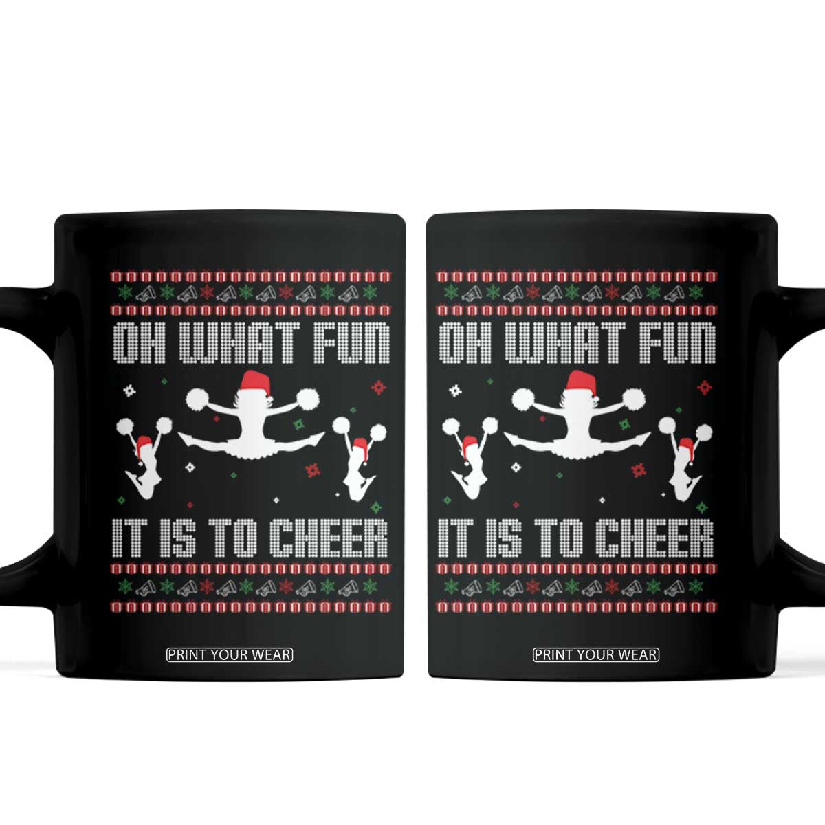 Ugly Christmas Cheerleading Coffee Mug Oh What Fun It Is To Cheer Gift TS12 Black Print Your Wear