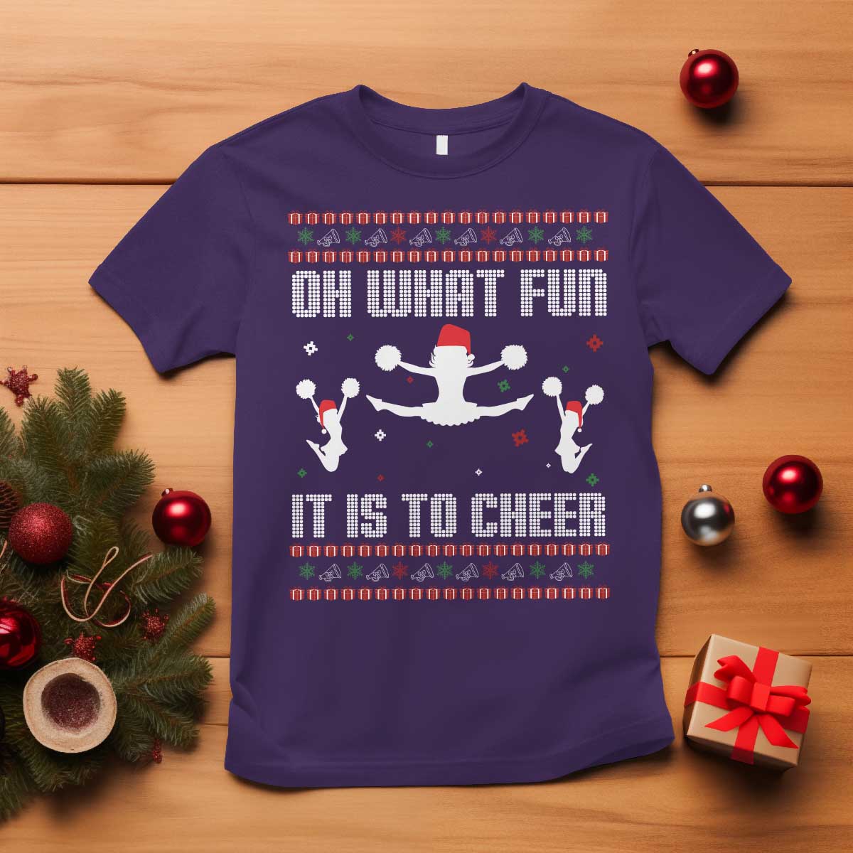 Ugly Christmas Cheerleading T Shirt Oh What Fun It Is To Cheer Gift TS12 Purple Print Your Wear
