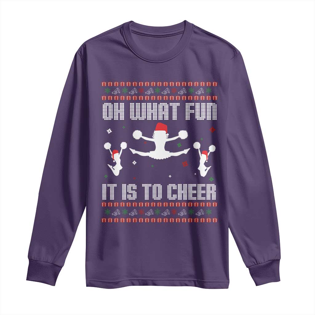 Ugly Christmas Cheerleading Long Sleeve Shirt Oh What Fun It Is To Cheer Gift TS12 Purple Print Your Wear