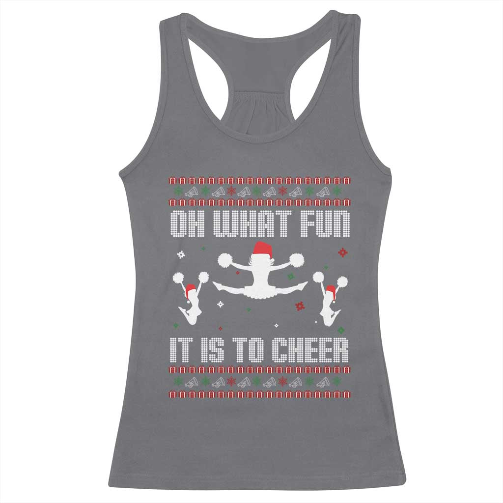 Ugly Christmas Cheerleading Racerback Tank Top Oh What Fun It Is To Cheer Gift TS12 Charcoal Print Your Wear