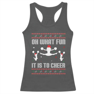 Ugly Christmas Cheerleading Racerback Tank Top Oh What Fun It Is To Cheer Gift TS12 Dark Heather Print Your Wear