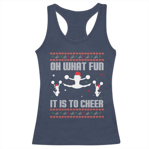 Ugly Christmas Cheerleading Racerback Tank Top Oh What Fun It Is To Cheer Gift TS12 Navy Print Your Wear