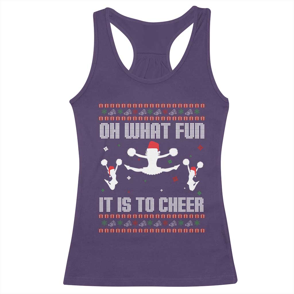 Ugly Christmas Cheerleading Racerback Tank Top Oh What Fun It Is To Cheer Gift TS12 Purple Print Your Wear