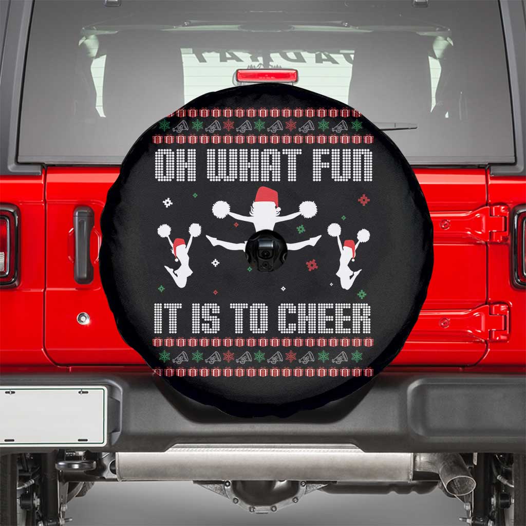 Ugly Christmas Cheerleading Spare Tire Cover Oh What Fun It Is To Cheer Gift TS12 Black Print Your Wear