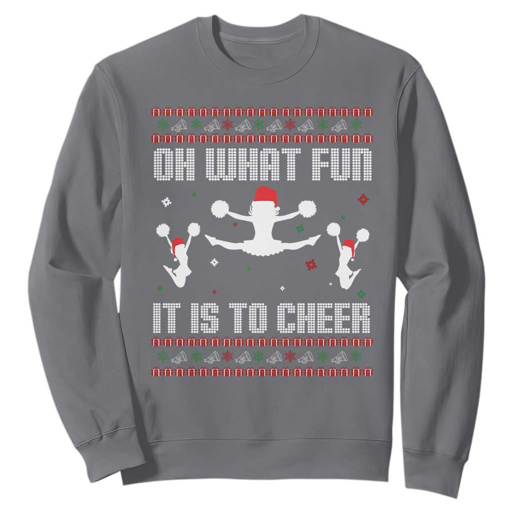 Ugly Christmas Cheerleading Sweatshirt Oh What Fun It Is To Cheer Gift TS12 Charcoal Print Your Wear