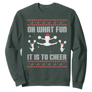 Ugly Christmas Cheerleading Sweatshirt Oh What Fun It Is To Cheer Gift TS12 Dark Forest Green Print Your Wear