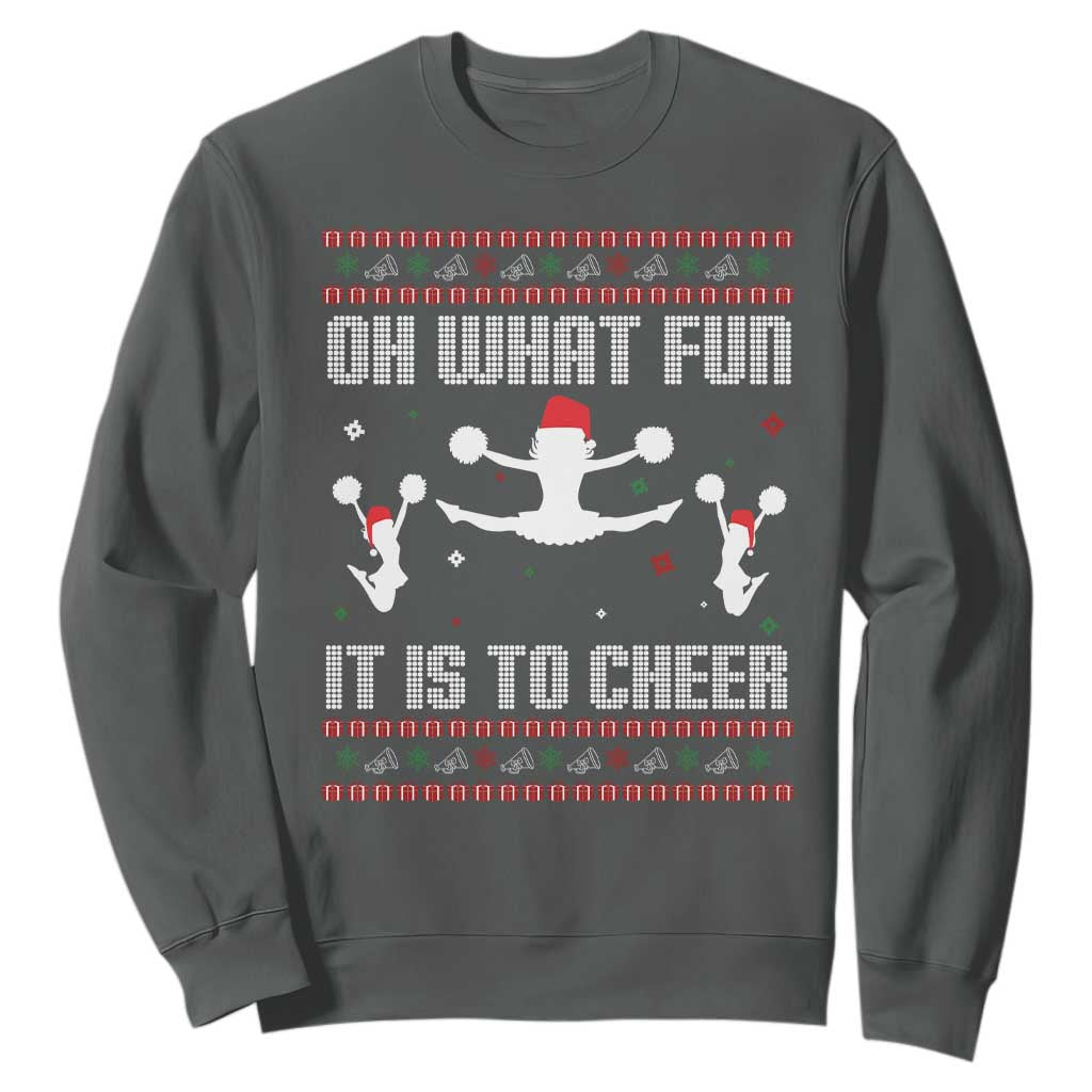 Ugly Christmas Cheerleading Sweatshirt Oh What Fun It Is To Cheer Gift TS12 Dark Heather Print Your Wear