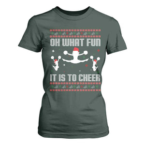 Ugly Christmas Cheerleading T Shirt For Women Oh What Fun It Is To Cheer Gift TS12 Dark Forest Green Print Your Wear