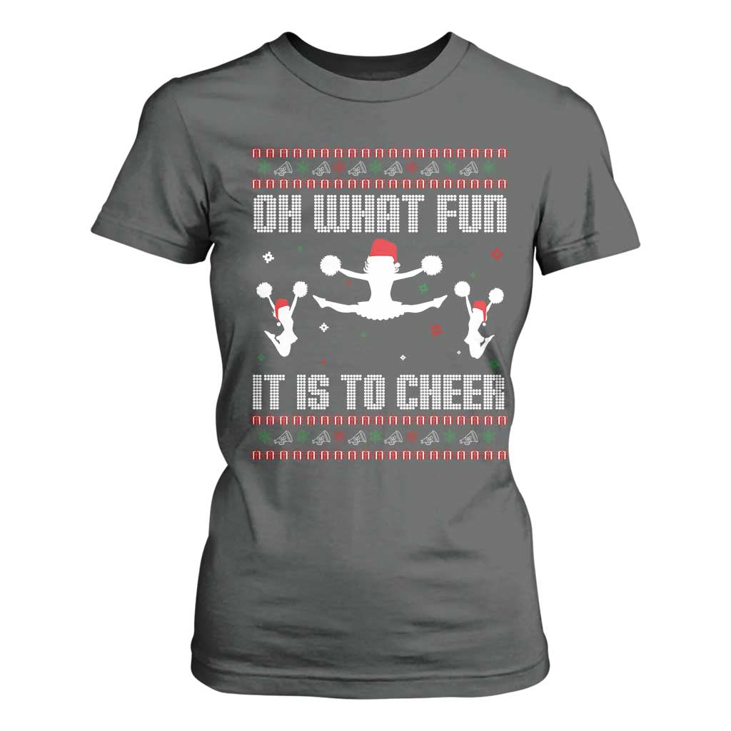 Ugly Christmas Cheerleading T Shirt For Women Oh What Fun It Is To Cheer Gift TS12 Dark Heather Print Your Wear
