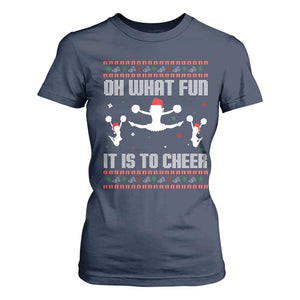 Ugly Christmas Cheerleading T Shirt For Women Oh What Fun It Is To Cheer Gift TS12 Navy Print Your Wear