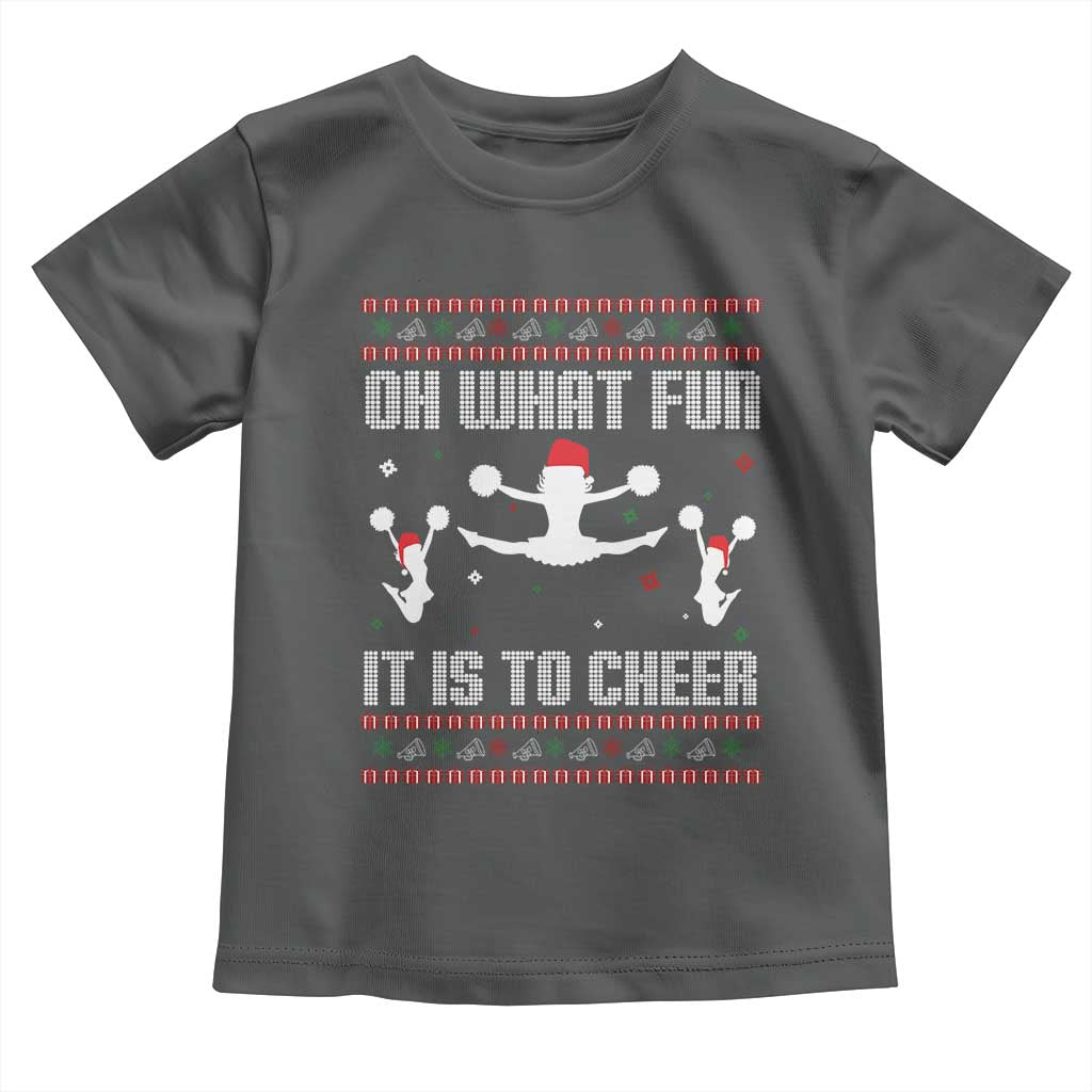 Ugly Christmas Cheerleading Toddler T Shirt Oh What Fun It Is To Cheer Gift TS12 Dark Heather Print Your Wear