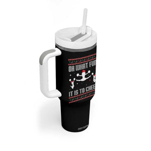 Ugly Christmas Cheerleading Tumbler With Handle Oh What Fun It Is To Cheer Gift TS12 Print Your Wear
