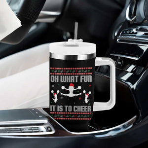 Ugly Christmas Cheerleading Tumbler With Handle Oh What Fun It Is To Cheer Gift TS12 Print Your Wear