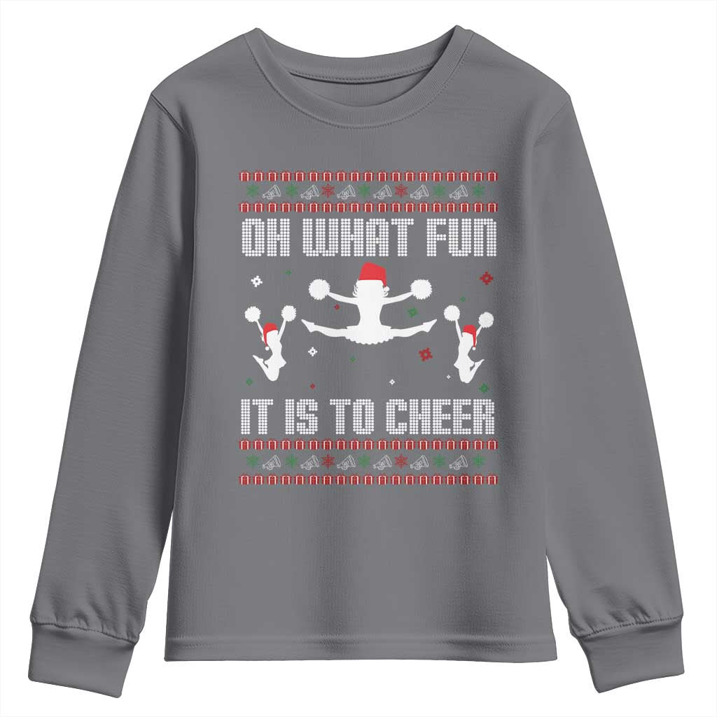 Ugly Christmas Cheerleading Youth Sweatshirt Oh What Fun It Is To Cheer Gift TS12 Charcoal Print Your Wear
