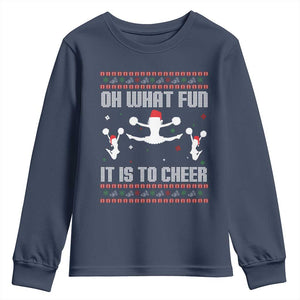 Ugly Christmas Cheerleading Youth Sweatshirt Oh What Fun It Is To Cheer Gift TS12 Navy Print Your Wear