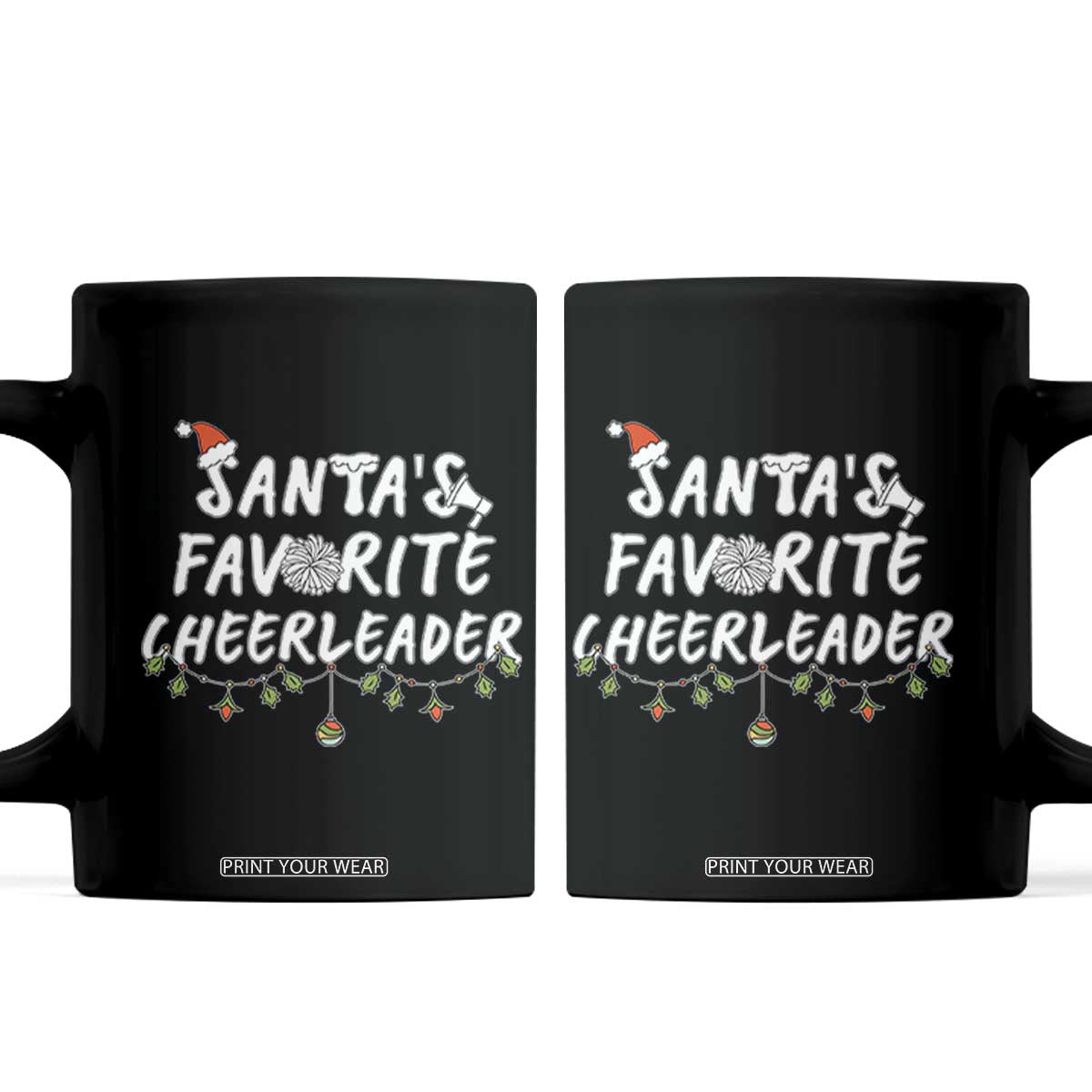 Santa Favorite Cheerleader Coffee Mug Christmas Cheerleading Gift TS12 Black Print Your Wear