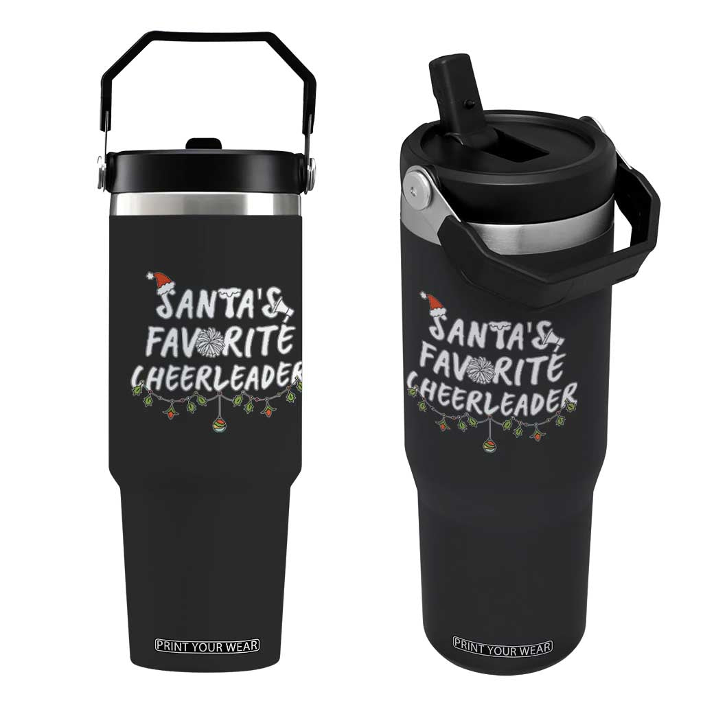 Santa Favorite Cheerleader Flip Straw Tumbler Christmas Cheerleading Gift TS12 One Size: 30 oz Black Print Your Wear