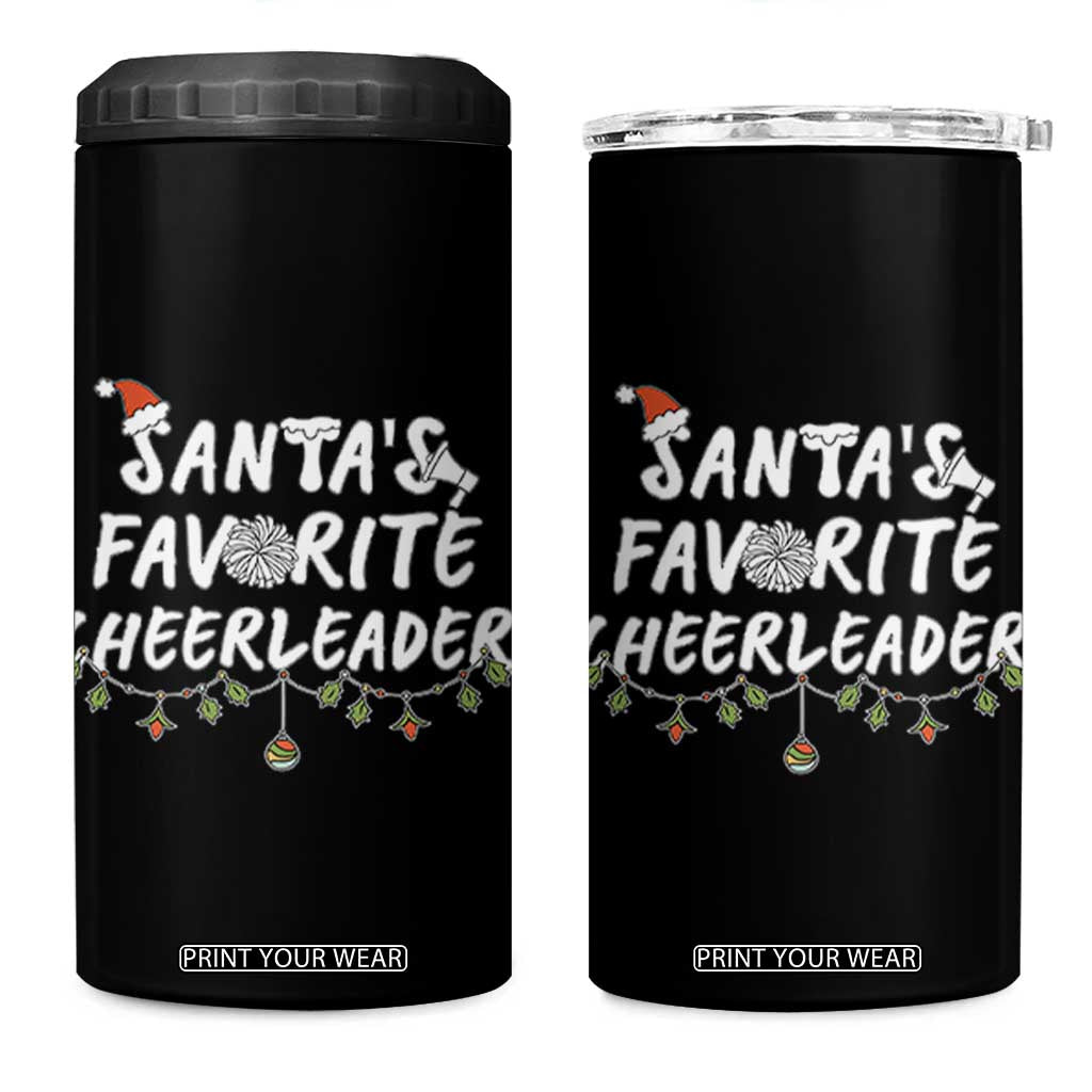 Santa Favorite Cheerleader 4 in 1 Can Cooler Tumbler Christmas Cheerleading Gift TS12 One Size: 16 oz Black Print Your Wear
