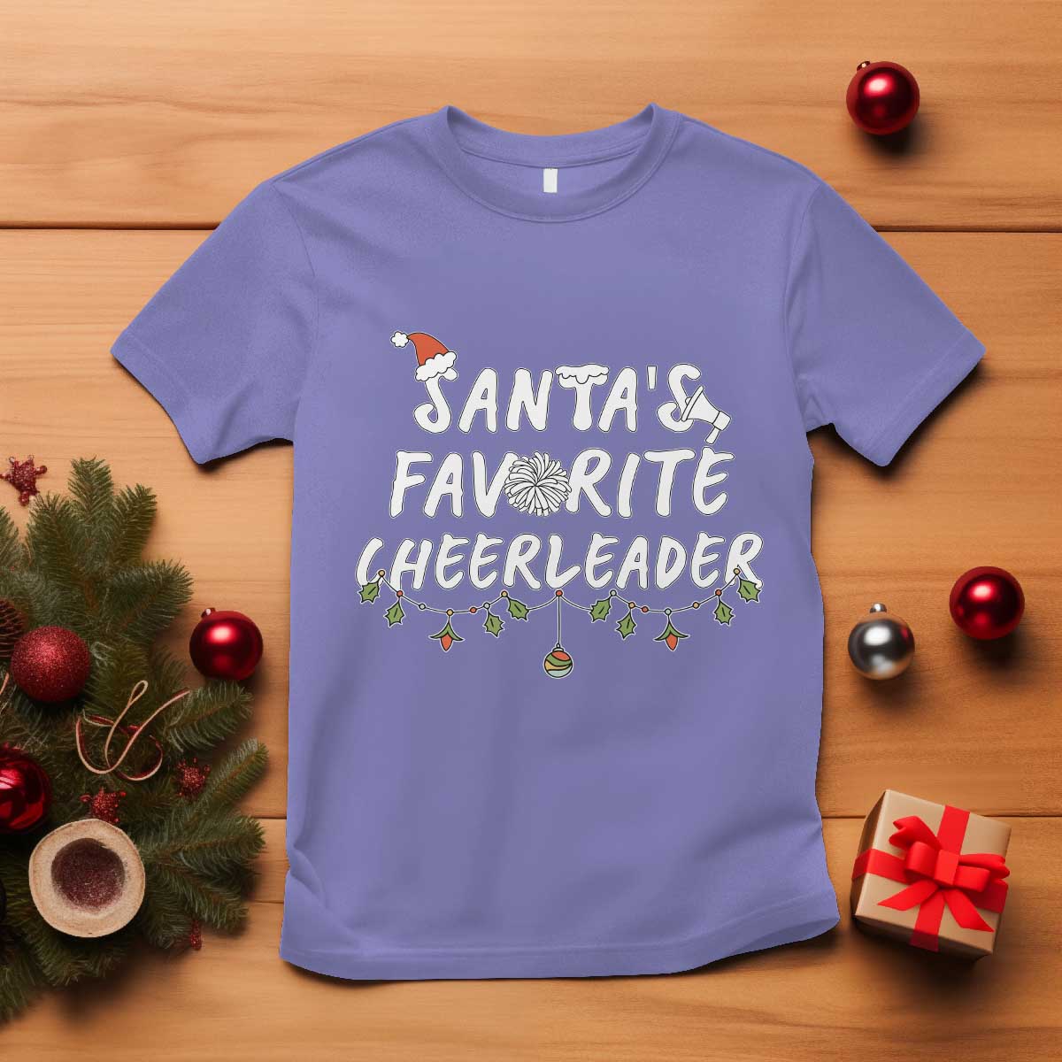 Santa Favorite Cheerleader T Shirt Christmas Cheerleading Gift TS12 Violet Print Your Wear