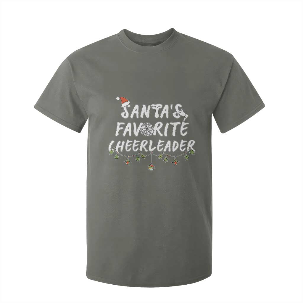 Santa Favorite Cheerleader T Shirt For Kid Christmas Cheerleading Gift TS12 Military Green Print Your Wear