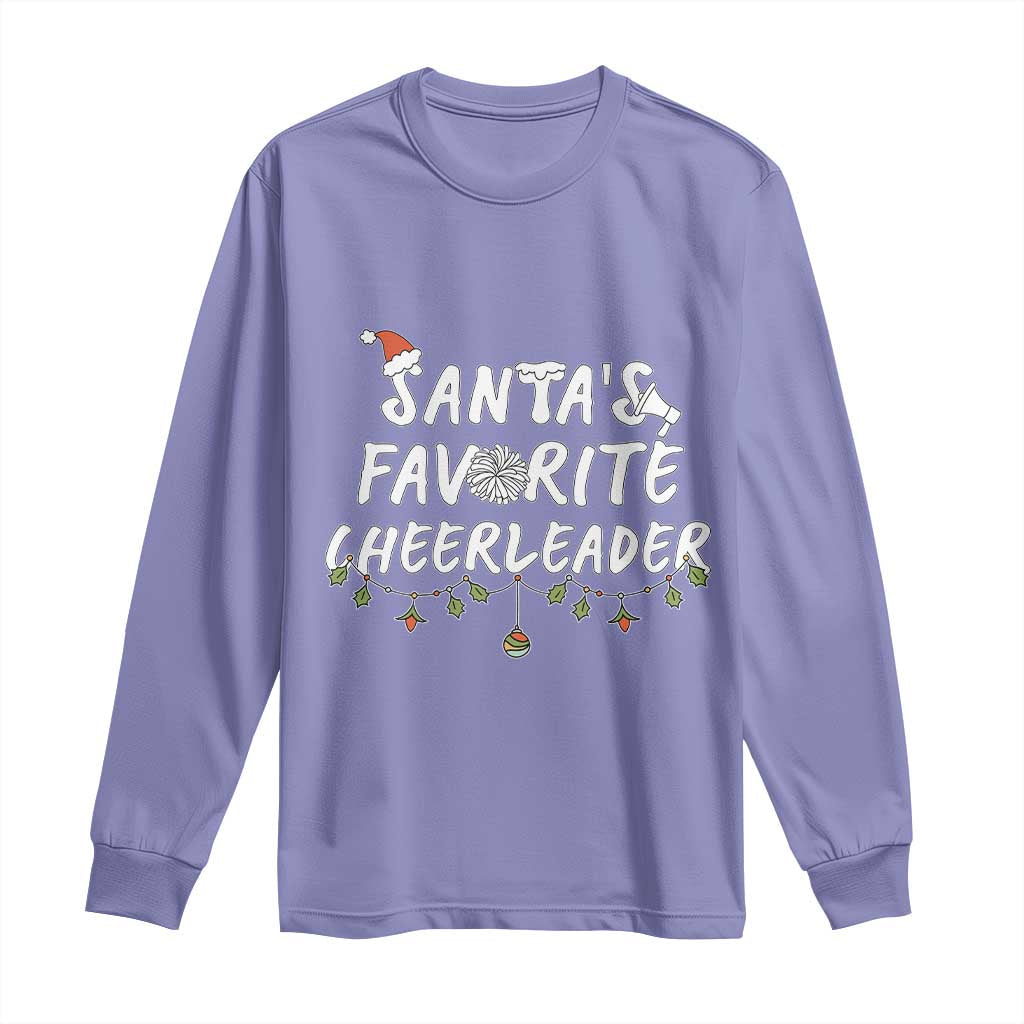 Santa Favorite Cheerleader Long Sleeve Shirt Christmas Cheerleading Gift TS12 Violet Print Your Wear