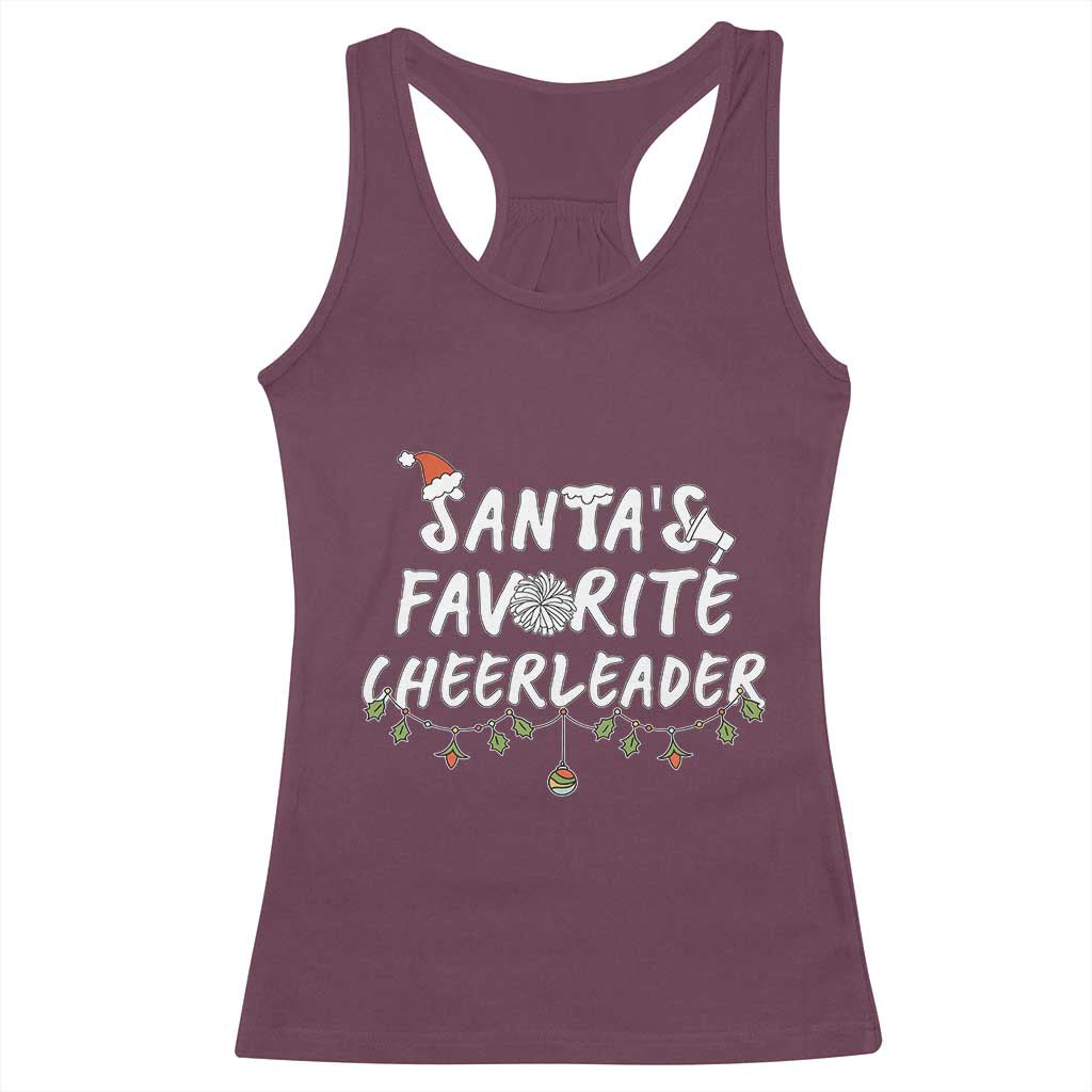 Santa Favorite Cheerleader Racerback Tank Top Christmas Cheerleading Gift - Print Your Wear