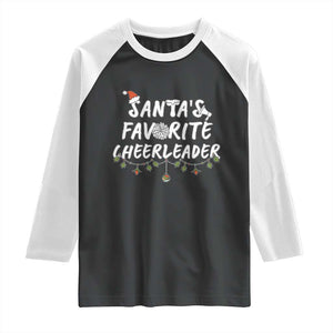 Santa Favorite Cheerleader Raglan Shirt Christmas Cheerleading Gift TS12 Black White Print Your Wear