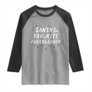 Santa Favorite Cheerleader Raglan Shirt Christmas Cheerleading Gift TS12 Sport Gray Black Print Your Wear