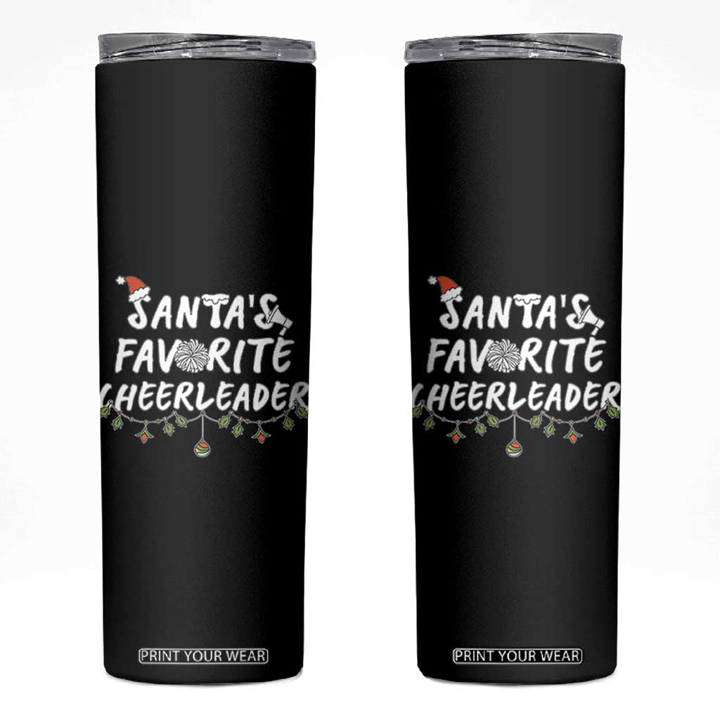 Santa Favorite Cheerleader Skinny Tumbler Christmas Cheerleading Gift TS12 Black Print Your Wear