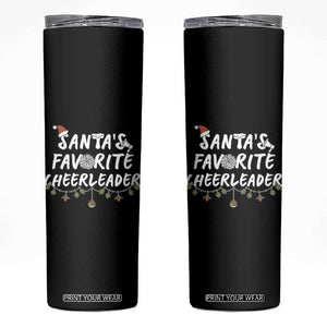 Santa Favorite Cheerleader Skinny Tumbler Christmas Cheerleading Gift TS12 Black Print Your Wear