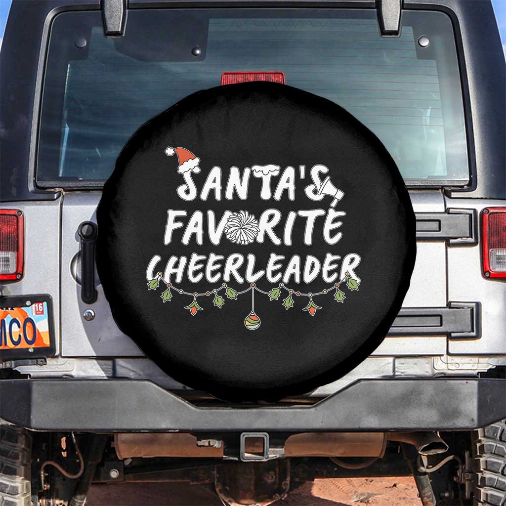 Santa Favorite Cheerleader Spare Tire Cover Christmas Cheerleading Gift TS12 No hole Black Print Your Wear