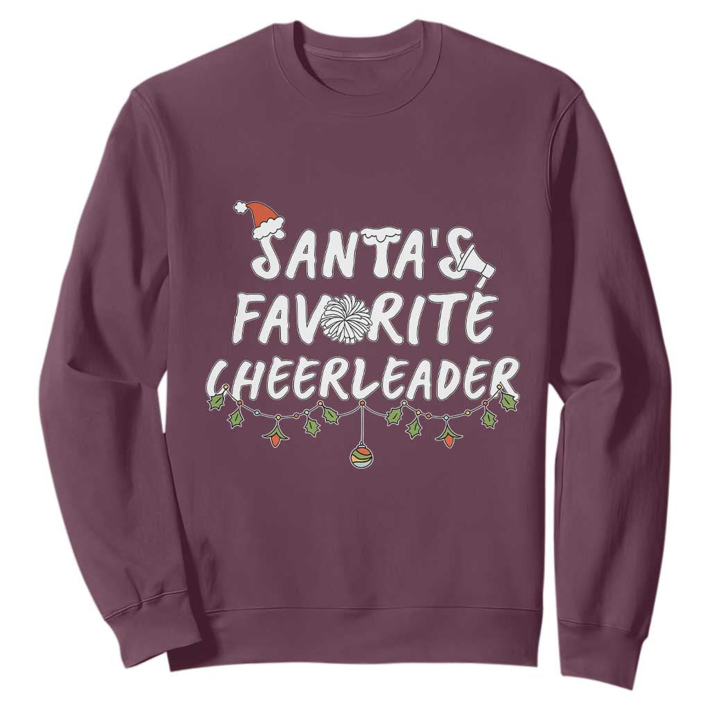Santa Favorite Cheerleader Sweatshirt Christmas Cheerleading Gift TS12 Maroon Print Your Wear