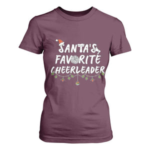 Santa Favorite Cheerleader T Shirt For Women Christmas Cheerleading Gift TS12 Maroon Print Your Wear