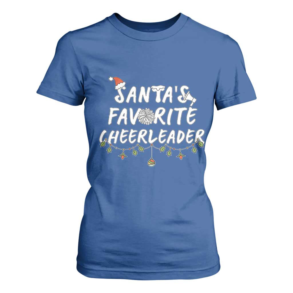 Santa Favorite Cheerleader T Shirt For Women Christmas Cheerleading Gift TS12 Royal Blue Print Your Wear