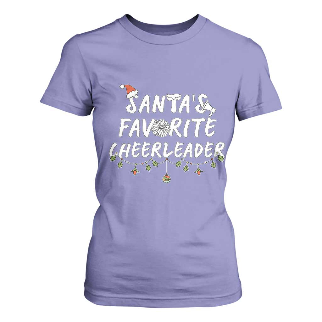 Santa Favorite Cheerleader T Shirt For Women Christmas Cheerleading Gift TS12 Violet Print Your Wear