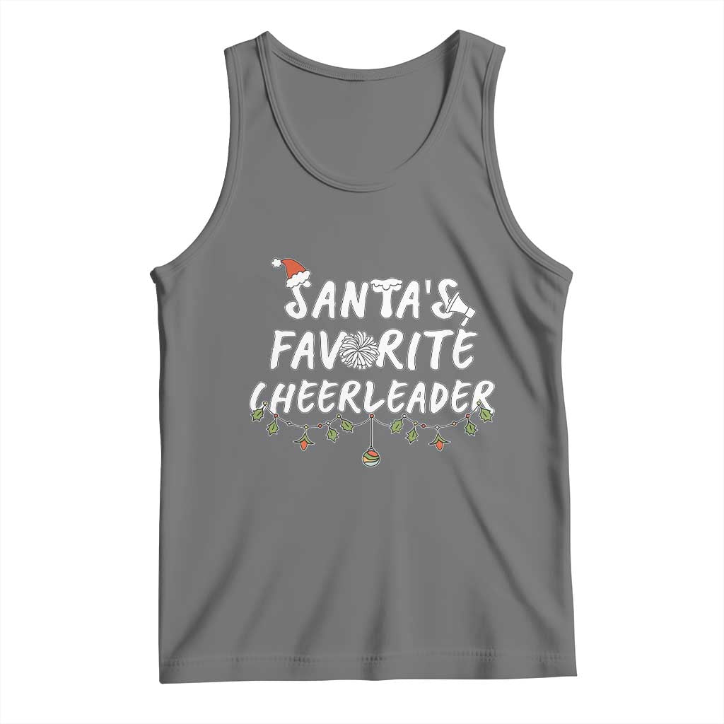 Santa Favorite Cheerleader Tank Top Christmas Cheerleading Gift TS12 Black Heather Print Your Wear